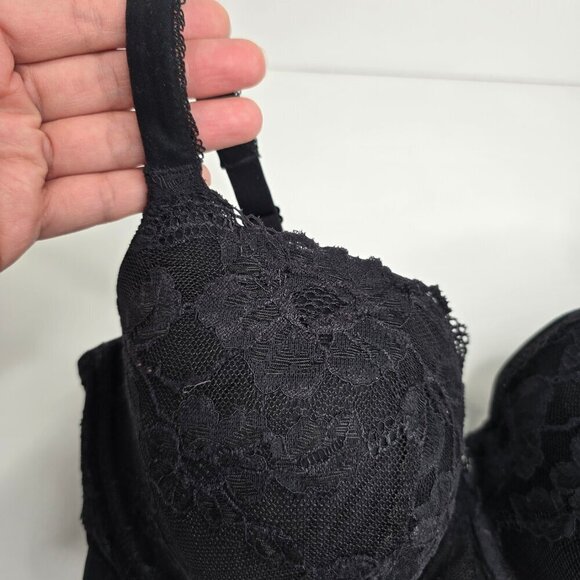 Victoria's Secret Black Lace Underwired Lined Semi Demi Buste Double Bra - Picture 4 of 9